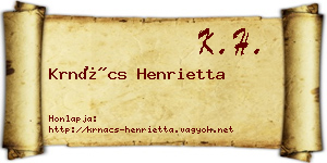 Krnács Henrietta névjegykártya