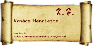 Krnács Henrietta névjegykártya