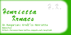 henrietta krnacs business card